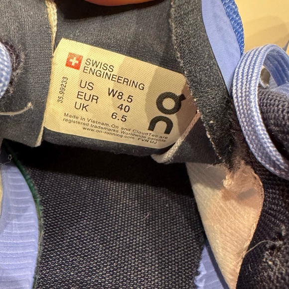 On Women’s Cloudflow, Blue/White Running Shoe - Picture 5 of 7